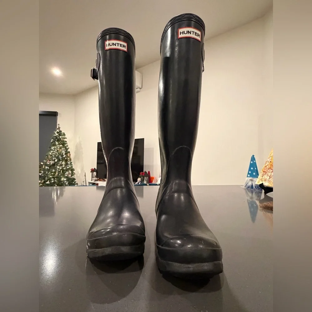 Hunter Original Black Tall Rain Boots Calf-High‎ Women’s US 6 Men's 5
